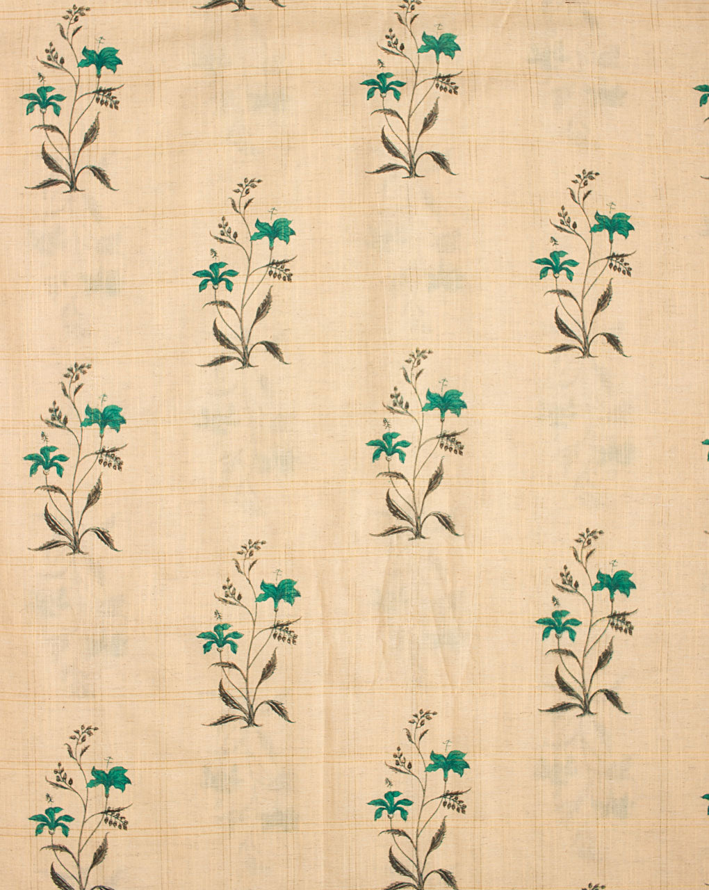 Screen Print Zari Checks Loom Textured Cotton Fabric