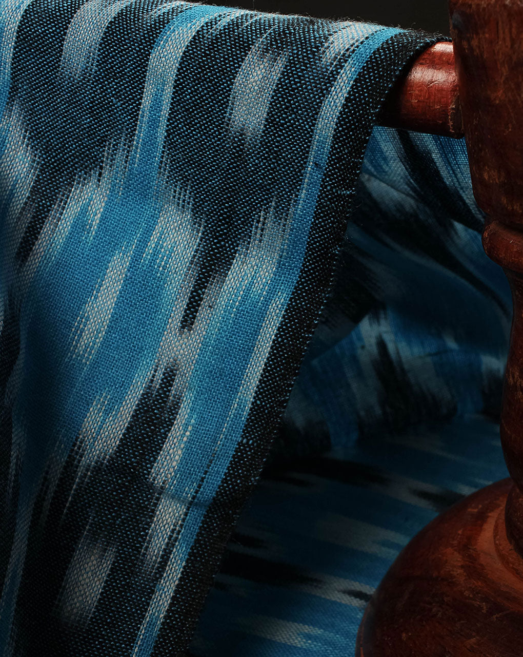( Pre Cut 70 CM ) Geometric Woven Washed Ikat Cotton Fabric