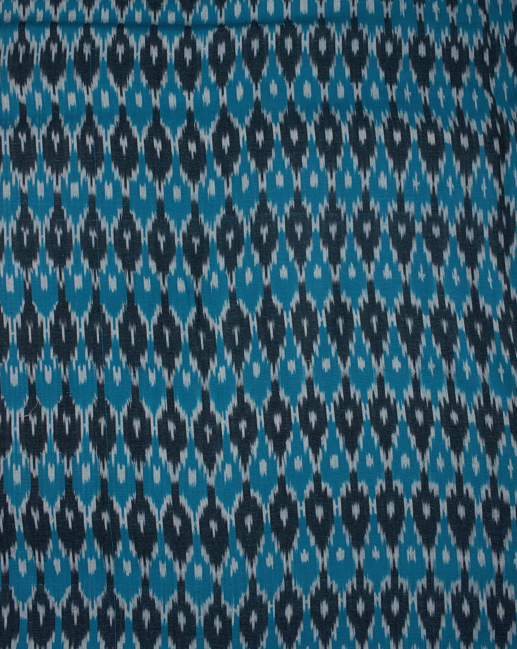 ( Pre Cut 70 CM ) Geometric Woven Washed Ikat Cotton Fabric
