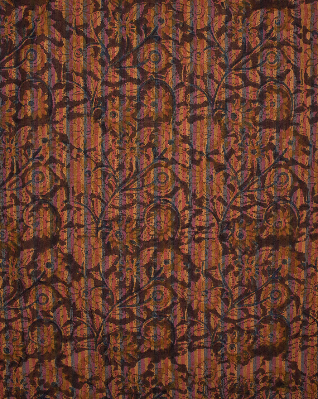 Kalamkari Hand Block Loom Textured Cotton Fabric - Fabriclore.com