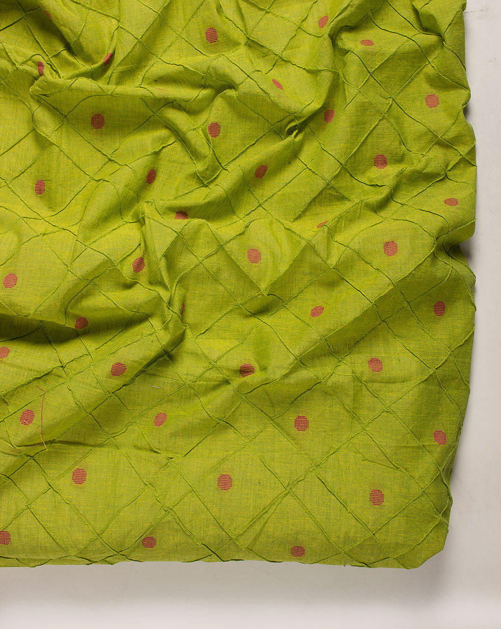 ( Pre Cut 1 MTR ) Pin-Tucks Loom Textured Cotton Fabric