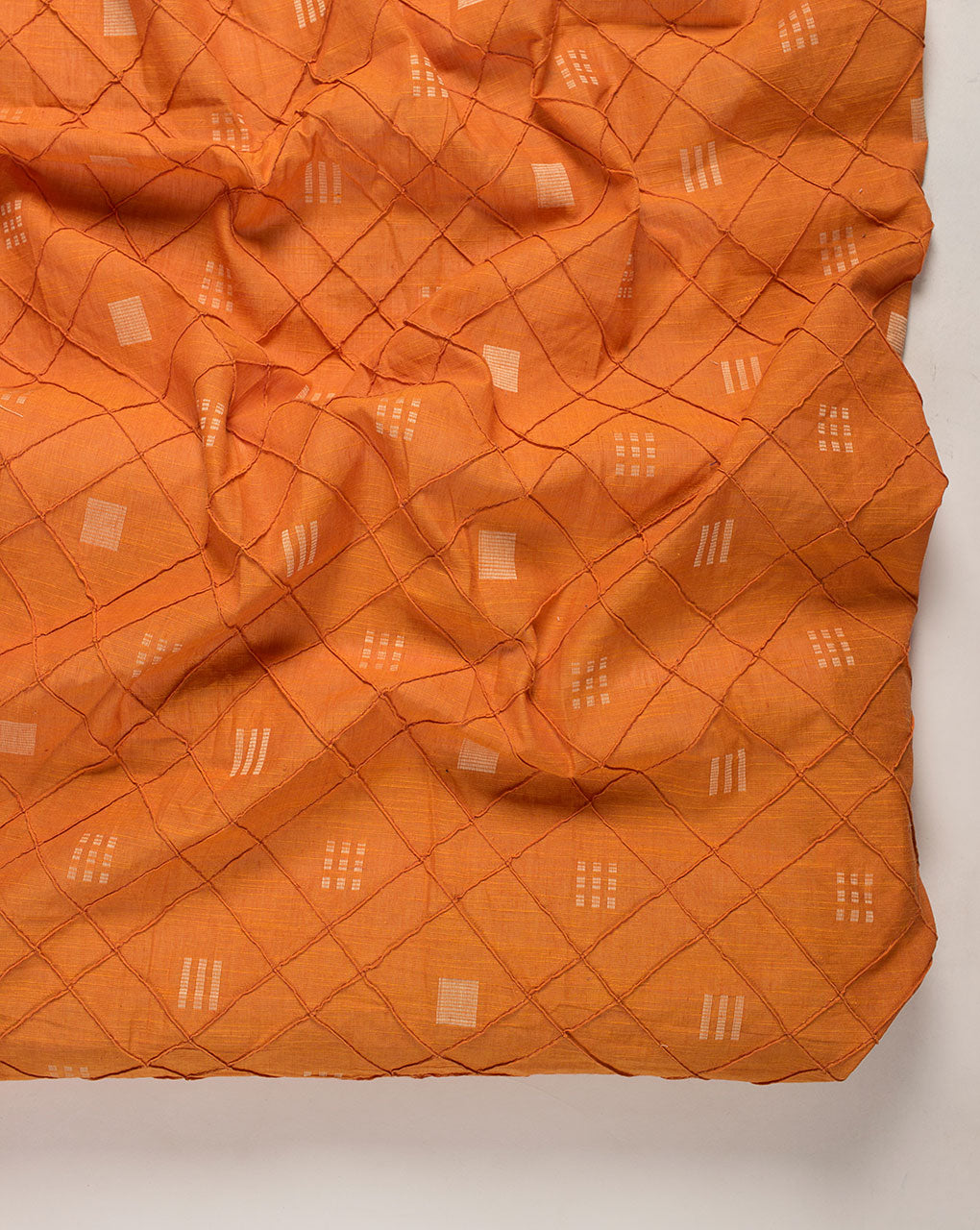 ( Pre Cut 80 CM ) Pin-Tucks Loom Textured Cotton Fabric ( Width 42 Inch )