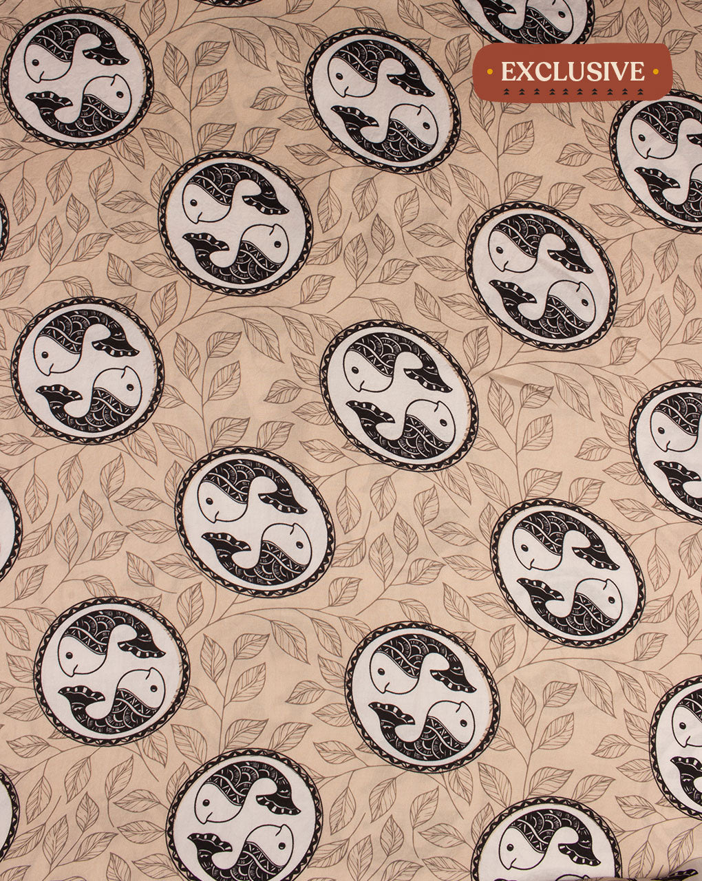 Exclusive Madhubani Theme Digital Print Modal Satin Fabric - Fabriclore.com