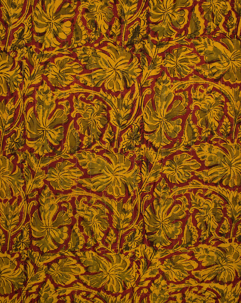 Kalamkari Zari Work Hand Block Viscose Rayon Fabric - Fabriclore.com
