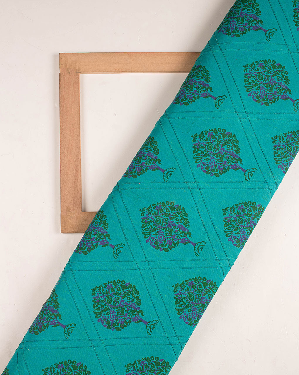 Screen Print Pin-Tucks Loom Textured Cotton Fabric ( Width 42 Inch ) - Fabriclore.com
