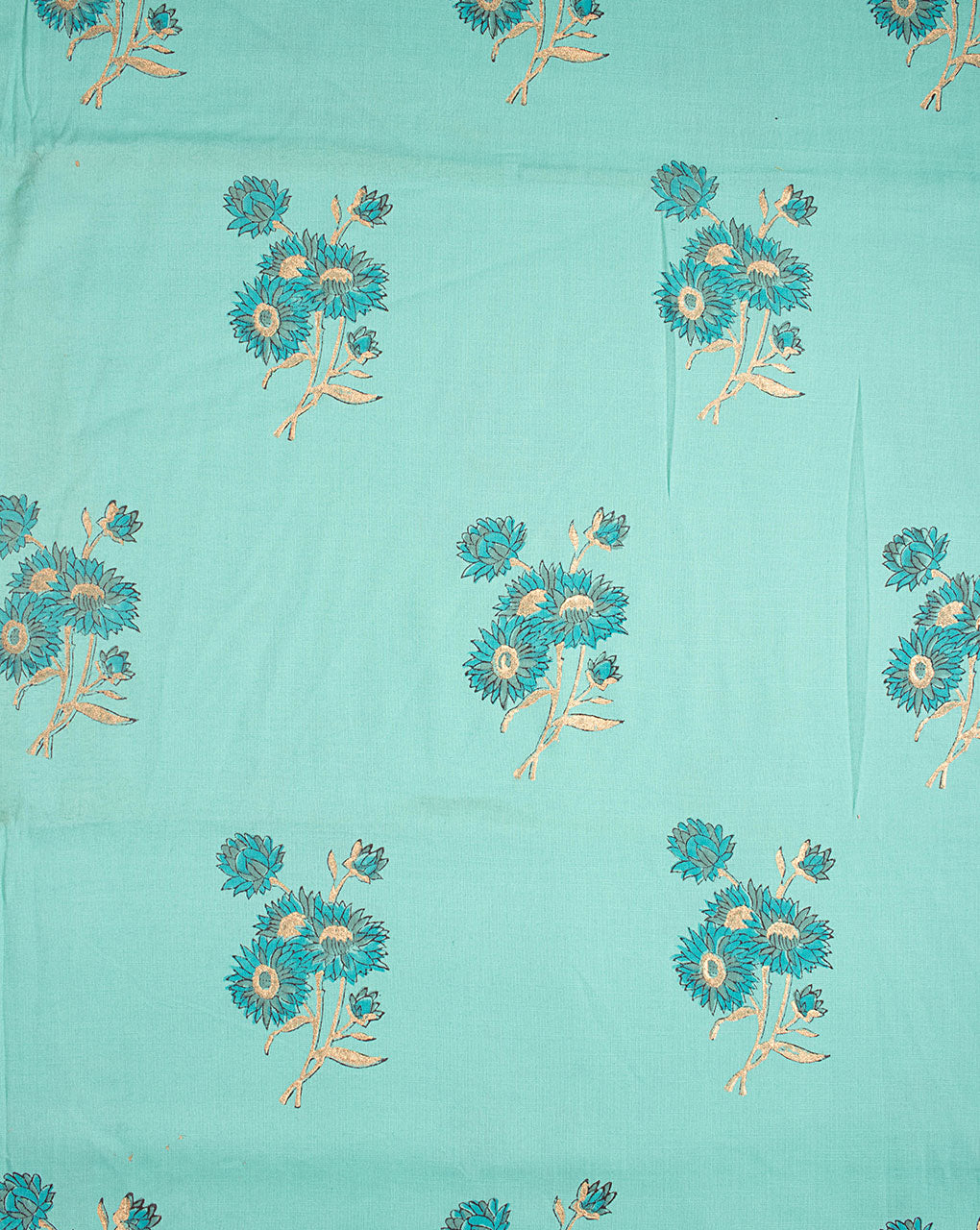 Mughal Foil Hand Block Slub Rayon Fabric - Fabriclore.com