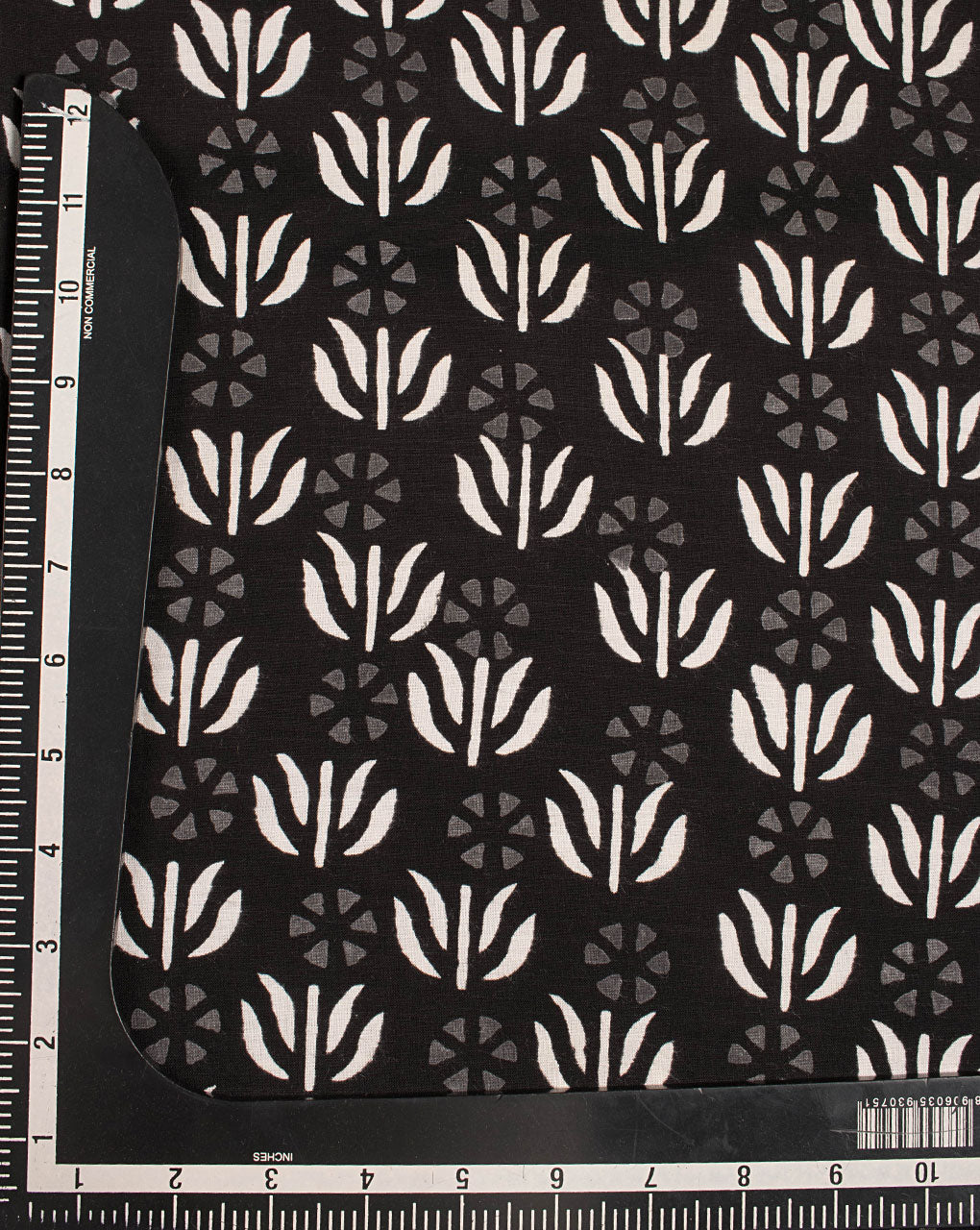Monochrome Hand Block Slub Rayon Fabric - Fabriclore.com
