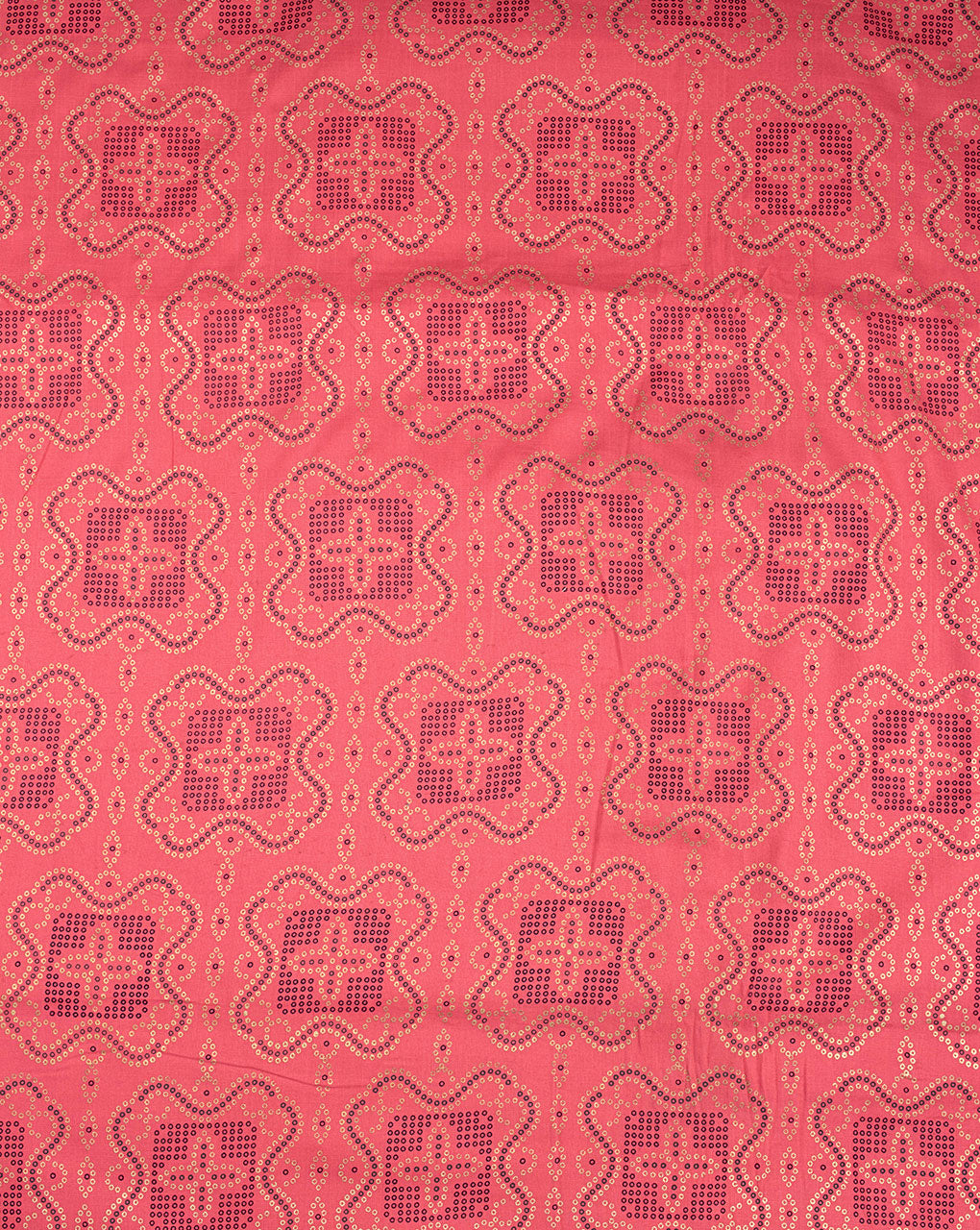 Bandhani Foil Screen Print Slub Rayon Fabric - Fabriclore.com