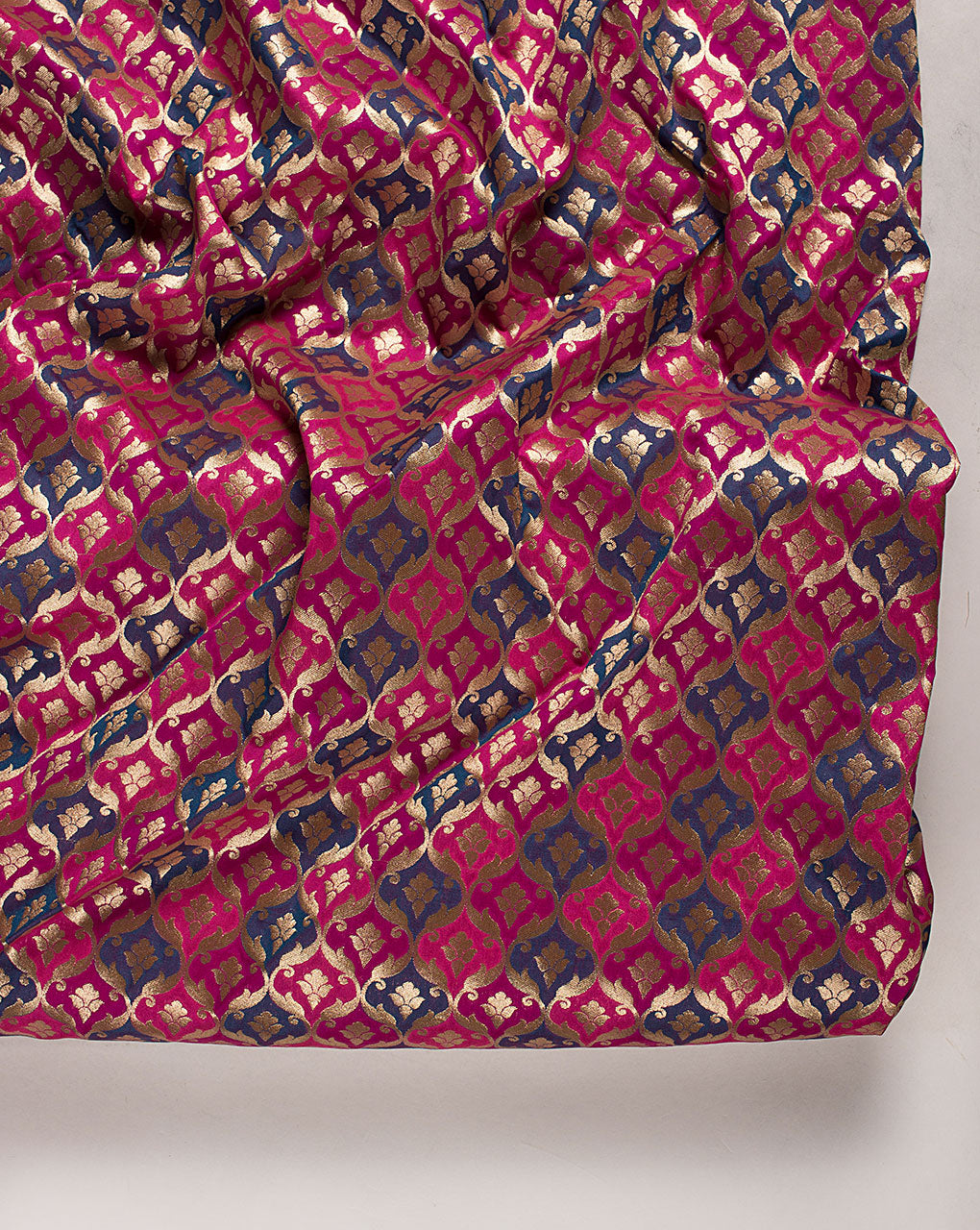 ( Pre Cut 55 CM ) Zari Jacquard Banarasi Kataan Silk Fabric