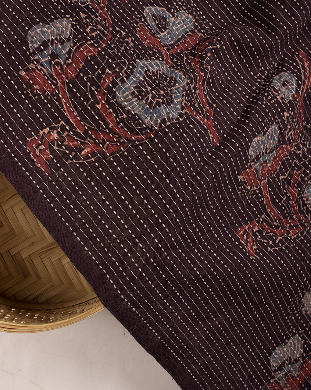 Ajrak Hand Block Kantha Cotton Fabric - Fabriclore.com