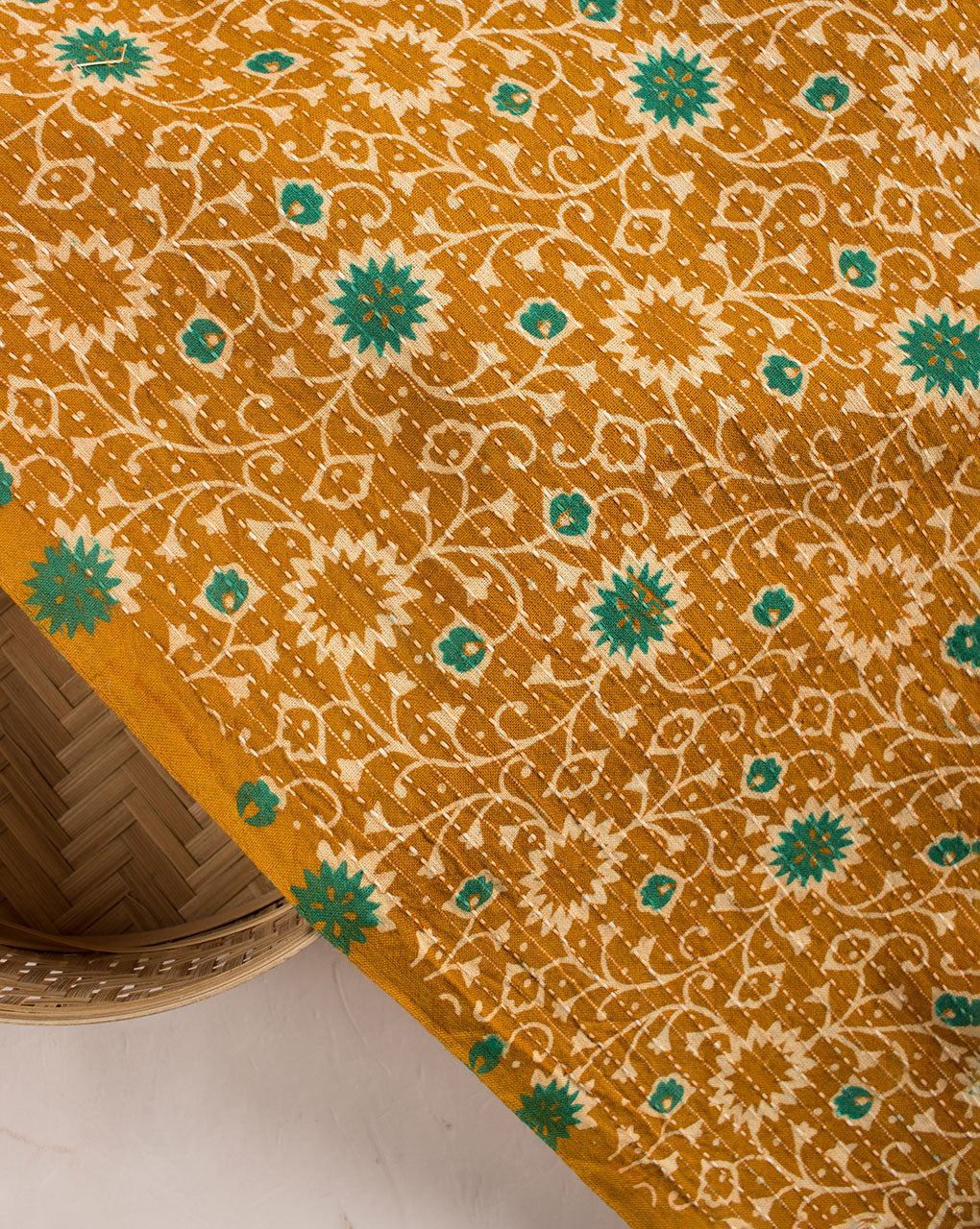 Ajrak Screen Print Kantha Cotton Fabric - Fabriclore.com
