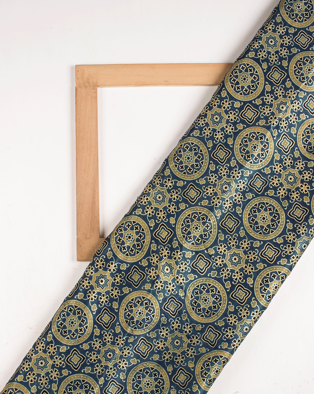 Ajrak Screen Print Mashru Silk Fabric - Fabriclore.com