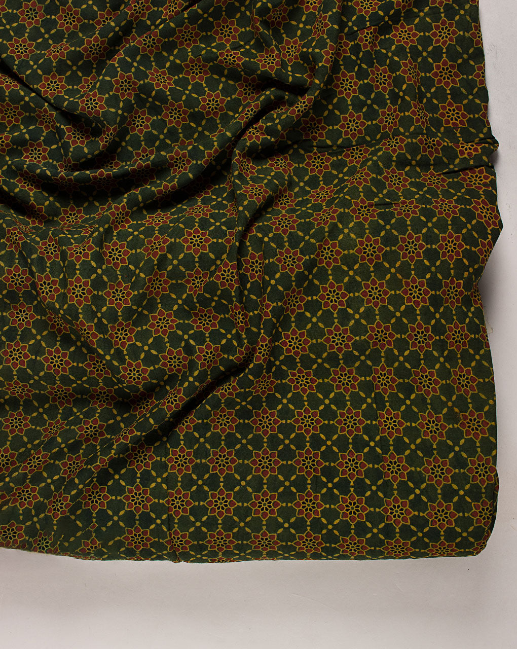 Natural Dye Ajrak Screen Print Rayon Fabric